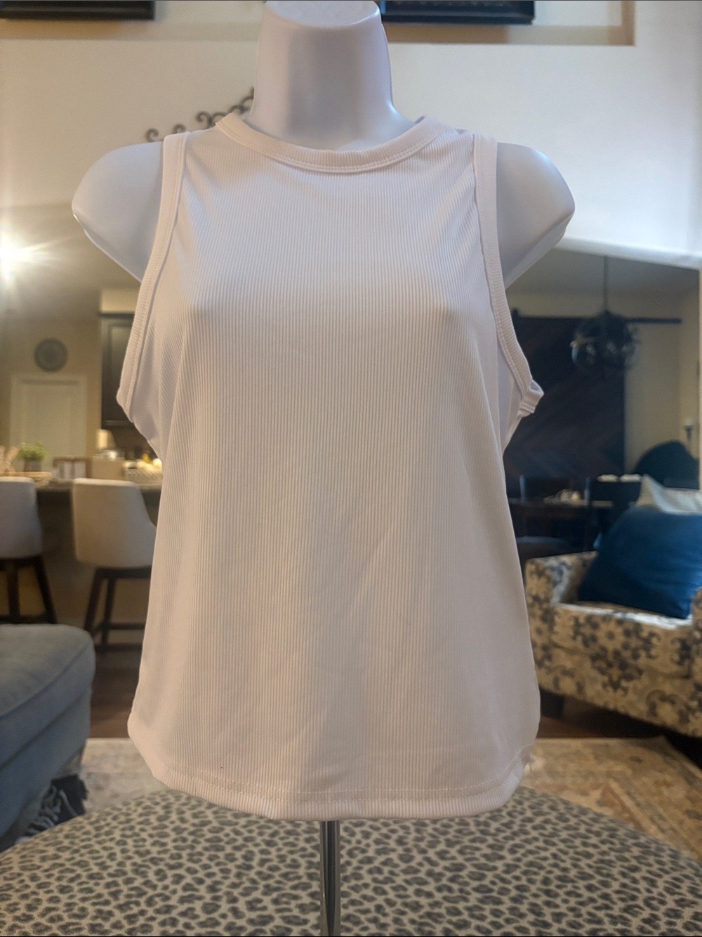 Women's Ribbed Crewneck Tank Top - White
